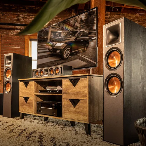 Vista 8 de Klipsch Reference R-820F Altavoz de pie para sistemas de cine en casa con woofers duales de 8", altavoces de torre con reflejo de graves a través