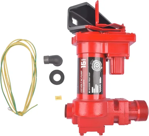 Vista 8 de Bomba de transferencia de combustible roja resistente de 115 V 15 GPM AC con protección térmica de sobrecarga para aceite, combustible, gasolina
