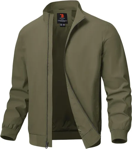 Vista 27 de TBMPOY Chaquetas ligeras para hombre, cortavientos ligeros, con cremallera completa, casual, para trabajo, golf, negocios, otoño, abrigo
