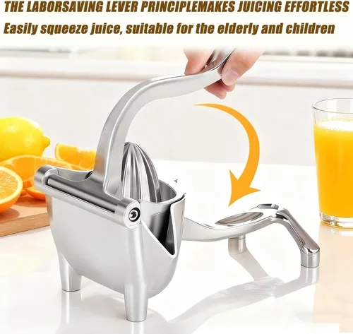 Vista 7 de Exprimidor de mano - Exprimidor manual de aluminio, exprimidor de mano grande, extractor de jugo de frutas resistente para limón, naranja, lima, 1