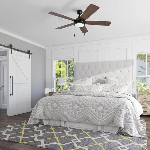 Vista 7 de Honeywell Ventiladores de techo Ventnor, ventilador de techo LED para interiores de 52 pulgadas de estilo granja moderna con luz, interruptor