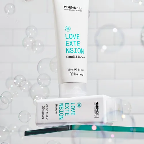 Vista 9 de FRAMESI Morphosis Love Extension Champú de 8.4 onzas líquidas, champú para extensiones de cabello y pelucas, ingredientes naturales, limpia e