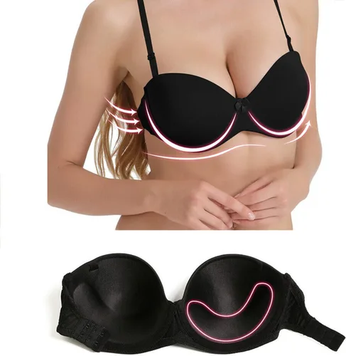 Vista 2 de Sujetador sin tirantes de espalda transparente para vestido de novia sin espalda convertible halter top Bras con correa invisible transparente