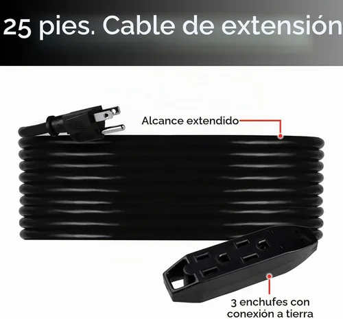 Vista 2 de UltraPro Paquete de 2 cables de extensión para interiores de 3 tomas de Negro