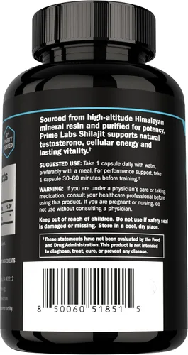 Vista 8 de Prime Labs Shilajit Cápsulas para hombres – 500 mg de Shilajit del Himalaya (20% ácido fúlvico) – Energía, vitalidad, soporte de testosterona