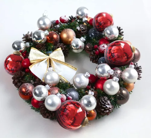 Vista 4 de Juego de 4 adornos de vidrio de mercurio rojo (bola antigua en relieve de 3.15 pulgadas) perfectos para árbol de Navidad, decoración colgante
