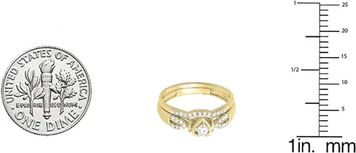 Vista 2 de Dazzlingrock Collection Anillo de compromiso nupcial en forma de corazón de oro de 10 quilates con diamantes de 0.25 quilates (ctw) 14 CT