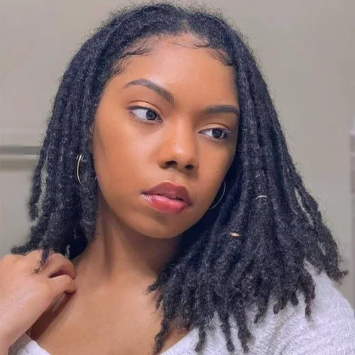 Vista 12 de Loc - Extensiones de cabello humano de 0.2cm de ancho, 4 pulgadas, 10 hebras de color negro natural, completamente hechas a mano, permanentes, se