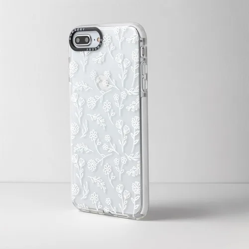 Vista 4 de Dumkery - Funda linda con flores blancas compatible con iPhone 7 Plus, funda floral transparente para iPhone 8 Plus con patrón estético, suave funda