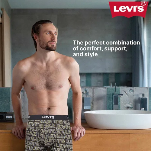 Vista 4 de Levi's Calzoncillos tipo bóxer transpirables y elásticos para hombre, paquete de 4