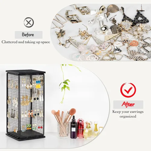 Vista 7 de Organizador de joyas para collares, soporte para joyas de 5 niveles, 600 agujeros, soporte de exhibición de aretes para mujeres y niñas, exhibición