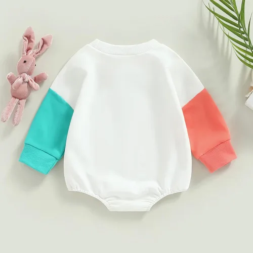 Vista 7 de Ropa para bebé recién nacido, niña, niño, sudadera con cuello redondo, mameluco para bebéarco iris, suéter de gran tamaño, ropa de otoño