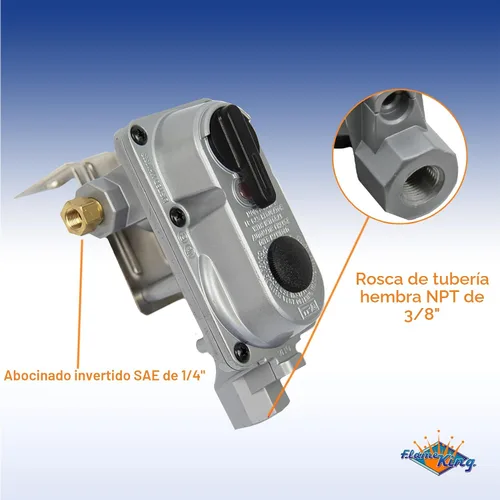 Vista 2 de Flame King (KT12ACR6) - regulador de gas propano LP de dos etapas, con recambio automático