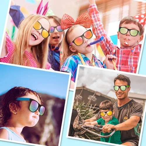 Vista 7 de Paquete de 36 lentes de sol de neón de 12 colores para niños, recuerdos de fiesta a granel para niños, adultos, niñas, estilo retro de los años 80