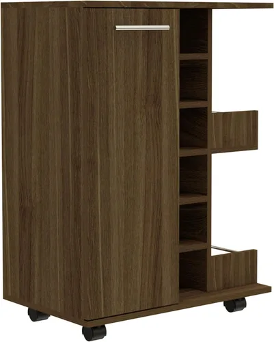 Vista 13 de TUHOME Carrito de barra de madera de ingeniería en negro