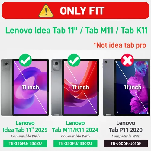 Vista 8 de HXCASEAC Funda para Lenovo Idea Tab 11, Tab M11/K11 (TB336FU/TB330FU), diseño a prueba de golpes, protector de pantalla, soporte integrado, soporte