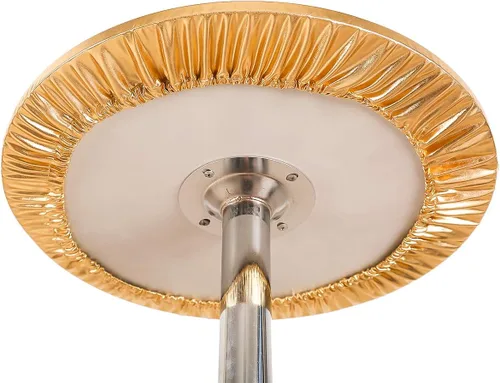 Vista 3 de JISEN Mantel elástico ajustable redondo de licra para cóctel con brillo metálico, cubierta de mesa con tapa de 61 cm, color dorado