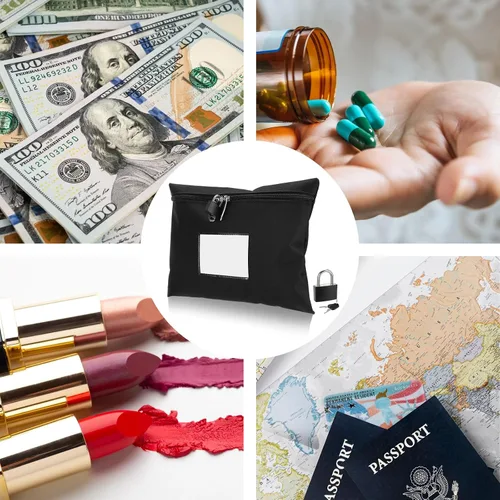 Vista 6 de Bolsa de dinero con cerradura y 2 llaves, bolsa de dinero para efectivo con cerradura de 11.4 x 8.3 pulgadas, bolsa de depósito bancario de dinero