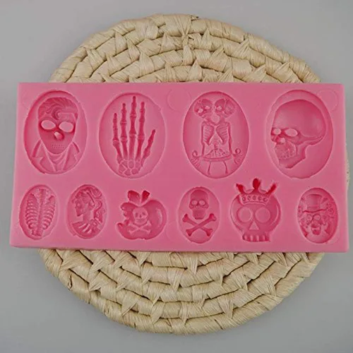 Vista 2 de FOYARA Molde de silicona para fondant de esqueleto de calavera de Halloween