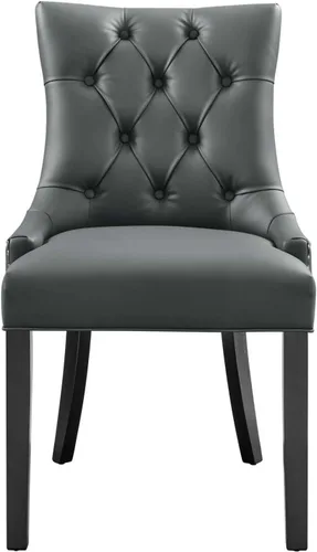 Vista 4 de Regent - Silla de comedor de cuero vegano copetudo en color gris