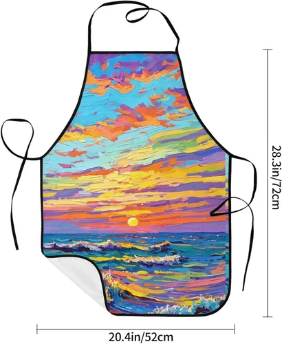 Vista 5 de Delantal de artista de pintura colorida con 2 bolsillos, regalos para profesores de arte, estudiantes, pintores, delantales ajustables impermeables