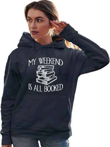 Vista 17 de Go All Out My Weekend Is All Booked Funny Book Reading Lover - Sudadera con capucha para hombre y mujer Negro