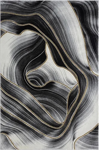 Vista 2 de Abani Luna Collection - Alfombra moderna de mármol amarillo, 4 x 6 pies, para sala de estar, dormitorio y oficina Negro