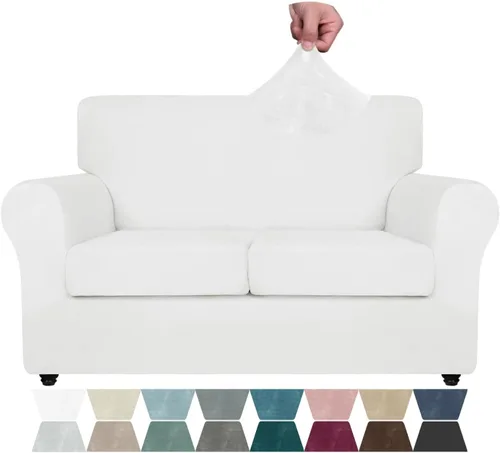 Vista 14 de ZNSAYOTX Fundas elásticas para silla de terciopelo de lujo con brazo, 2 piezas, para sala de estar, funda gruesa y suave, antideslizante, protector