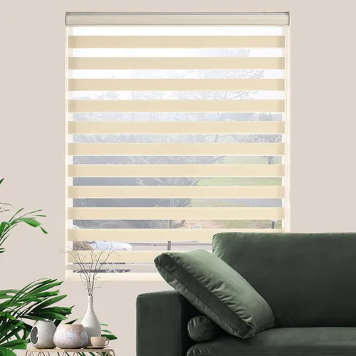 Vista 9 de Persianas opacas de cebra, de doble capa y sin interrupciones, oscurecimiento de la habitación, persianas para ventanas de interior, filtrado