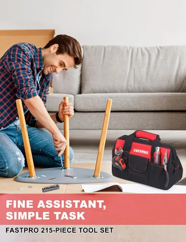 Vista 3 de FASTPRO Juego de herramientas de reparación del hogar de 215 piezas con Rojo