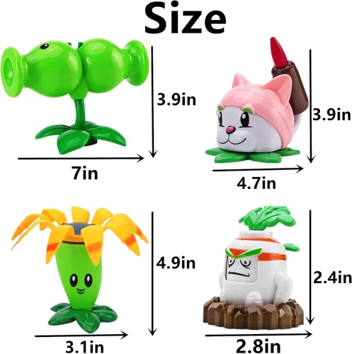 Vista 2 de JHESAO Juego de 8 juguetes de plantas y zombis, figuras de acción Zombies PVZ, serie 1, 2, grandes regalos para niños y fanáticos, cumpleaños