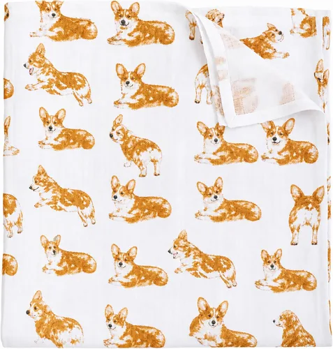 Vista 9 de Mud Pie Manta para Bebé con Diseño de Raza de Perro, Corgi, 47" x 47
