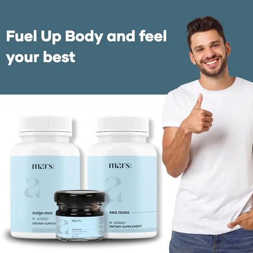 Vista 7 de mars by GHC Performance Plus Combo: Tapas Surge Max, Resina Shilajit pura del Himalaya, Shilajit natural con tapas de semillas negras y tapas