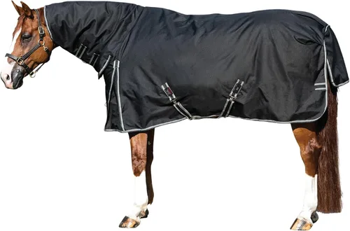 Vista 9 de Manta de participación clásica II para caballo Cubierta de cuello adjunta Cinturón cruzado Manta de invierno impermeable para caballo