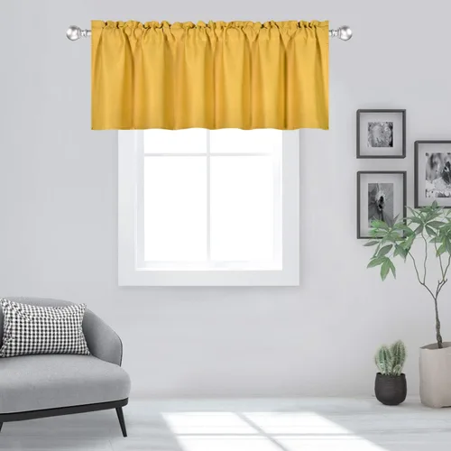 Vista 54 de DECOVSUN Cenefa morada para ventanas de 60 x 18 pulgadas, aislamiento térmico sólido, bolsillo para cortinero, cenefa corta para cocina, cenefa