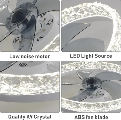 Vista 12 de FRIXCHUR Ventilador de techo de cristal blanco de 19.7 pulgadas con control remoto de luz de 6 velocidades Low Profile Ceiling Fans Dimmable LED