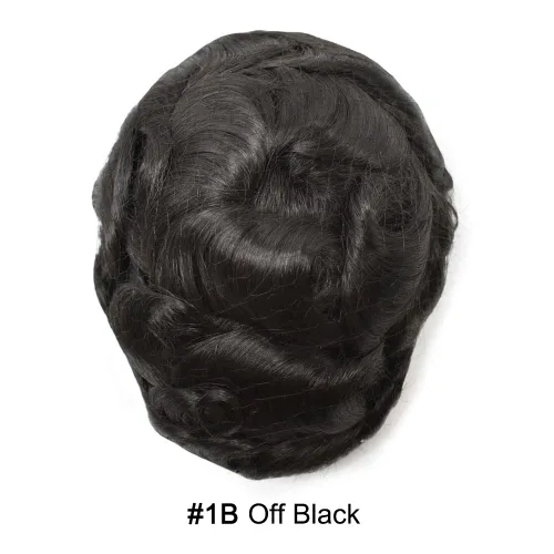 Vista 2 de Tupé de cabello humano fino para hombre, tupé mono tupé para hombres atados a mano, sistema de reemplazo de cabello para hombres, postizo