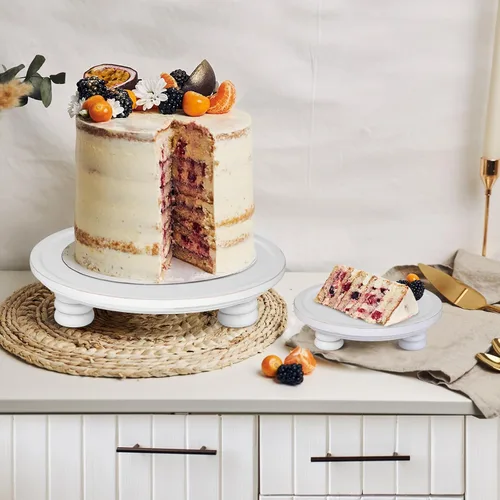 Vista 3 de 2 elevadores de madera para exhibición, decoración de bandeja de madera redonda, decoración de pedestal de granja para interiores, soporte