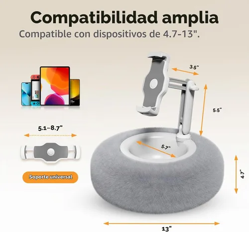 Vista 5 de SupeDesk Soporte de almohada para tablet con cuenco de aperitivos para cama