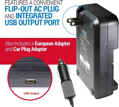 Vista 5 de Vidpro PT-UNV Cargador de batería universal de iones de litio – Cargador ajustable programable para viajes con protección contra sobrecarga