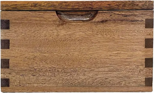 Vista 3 de Bodega de sal de madera de acacia con tapa abatible, caja de sal grande de 20 onzas para encimera de cocina, conservador de sal para sales gourmet