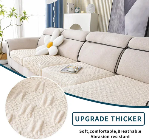 Vista 4 de Fundas para sofá seccional, fundas de cojín en forma de L para sofá seccional, fundas elásticas para sofá seccional, protector de muebles para Beige