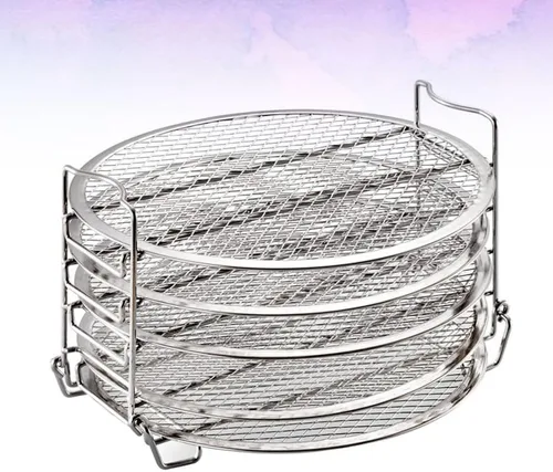 Vista 9 de PRETYZOOM Estante deshidratador de 5 capas de acero inoxidable, accesorios para freidora de aire compatibles con Ninja Grill de 6.5 y 8 cuartos
