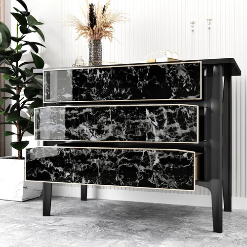 Vista 4 de Papel de contacto de mármol blanco y negro brillante para cocina, baño, papel tapiz de granito brillante, despegar y pegar, encimeras, papel