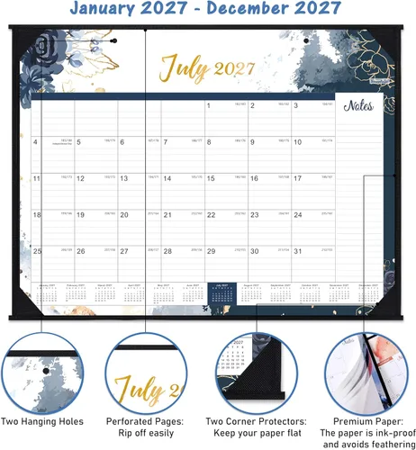 Vista 5 de 2027 Desk Calendar, Large Desktop Calendar from January - December 2027