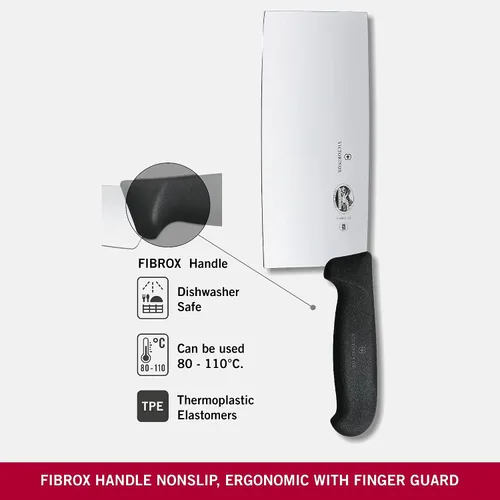 Vista 4 de Victorinox Cuchillo de chef clásico chino de 7" Cuchillo de carnicero de acero inoxidable Mango Fibrox Hecho en Suiza