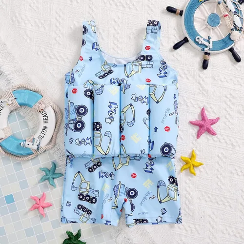Vista 6 de Traje de baño flotante para niños y niñas, de una pieza, flotante, chaleco de natación flotante para entrenamiento