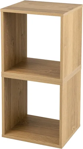 Vista 9 de Giantex Organizador de estantería de 2 cubos, estantería abierta de 2 niveles de 15 pulgadas de alto con dispositivo anti-caída, organizador