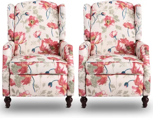 Vista 19 de Silla Wingback con masaje y calor, silla reclinable de tela copetuda, silla reclinable con respaldo de ala con control remoto, cojín acolchado