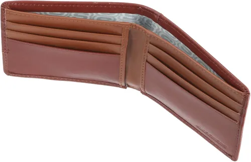 Vista 3 de Skechers Billetera de piel RFID para hombre con bolsillo abatible, Cognac Tonal (Passcase w Flip Pocket)